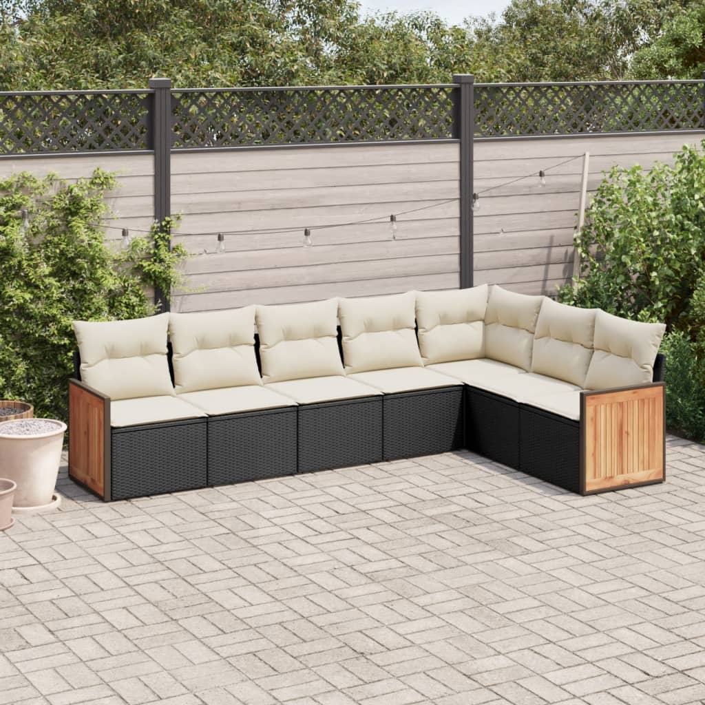 Set Mobilier De Grădină Cu Perne, 8 Piese, , Poliratan