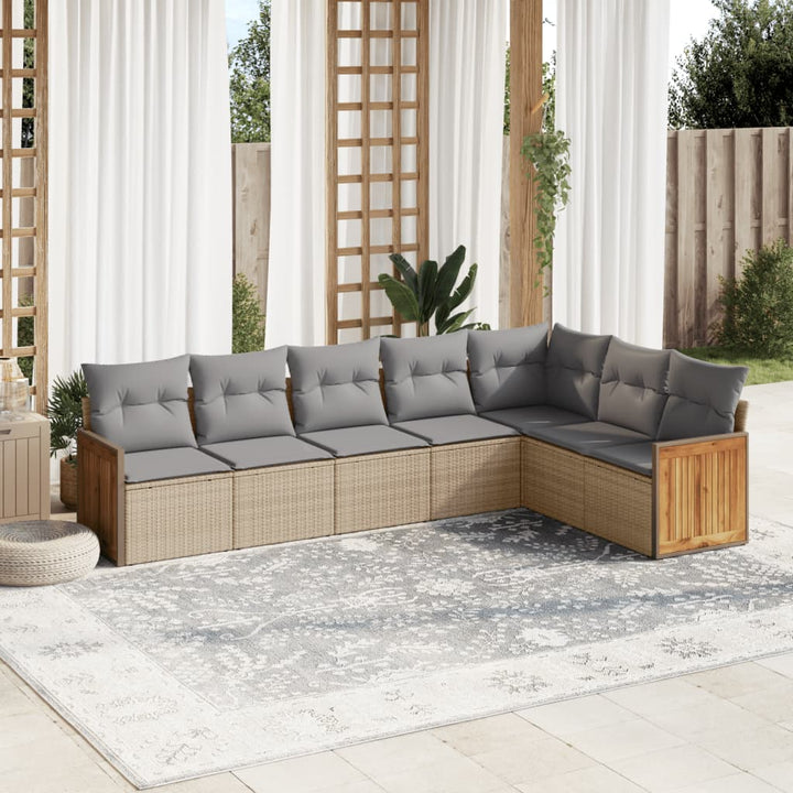 Set Mobilier De Grădină Cu Perne, 8 Piese, , Poliratan