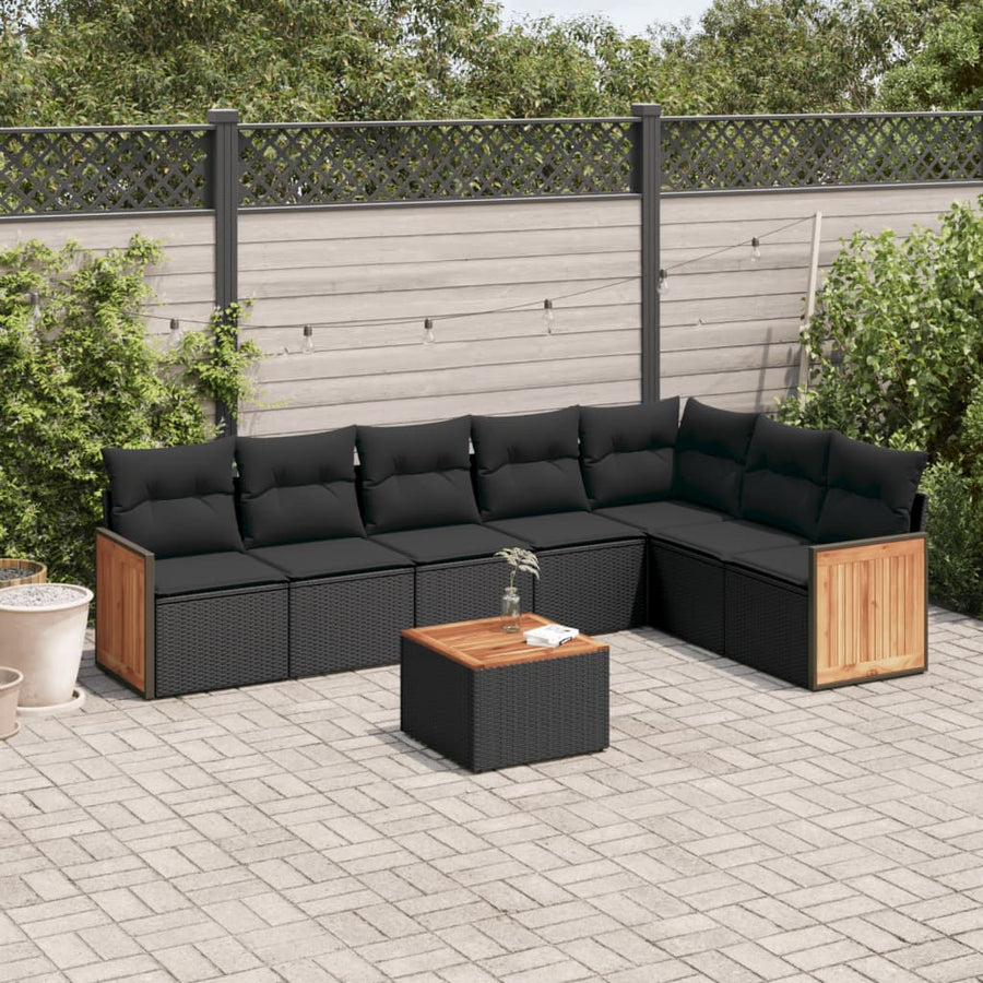Set Mobilier De Grădină Cu Perne, 8 Piese, , Poliratan