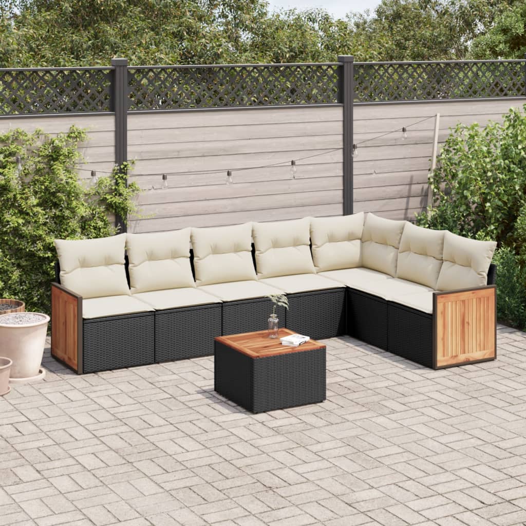 Set Mobilier De Grădină Cu Perne, 8 Piese, , Poliratan