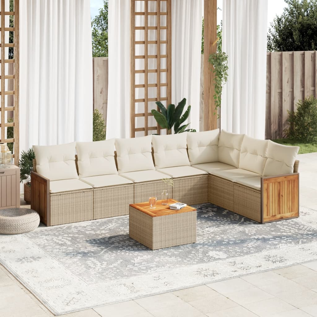 Set Mobilier De Grădină Cu Perne, 8 Piese, , Poliratan