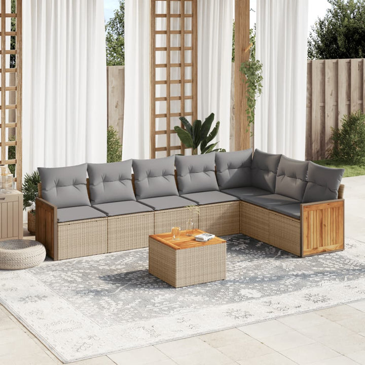 Set Mobilier De Grădină Cu Perne, 8 Piese, , Poliratan