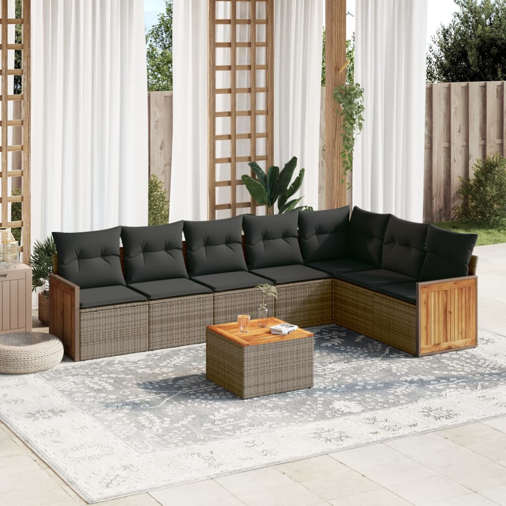 Set Mobilier De Grădină Cu Perne, 8 Piese, , Poliratan