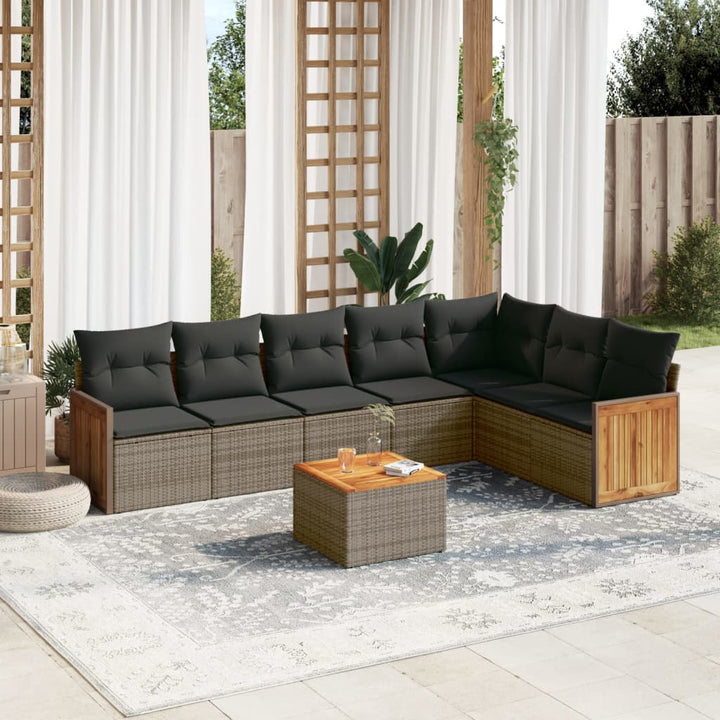 Set Mobilier De Grădină Cu Perne, 8 Piese, , Poliratan