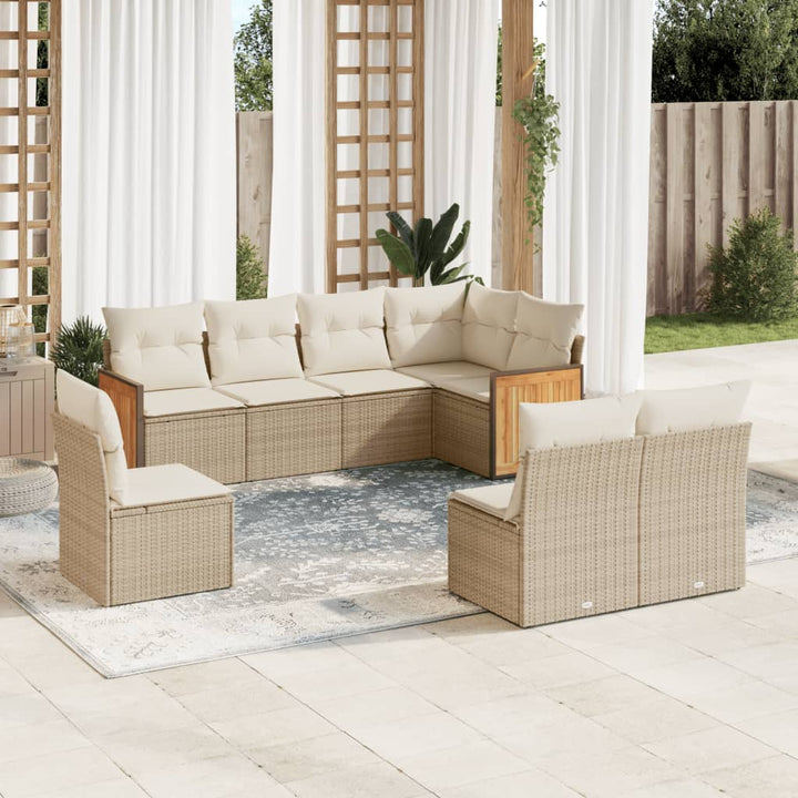 Set Mobilier De Grădină Cu Perne, 9 Piese, Negru, Poliratan