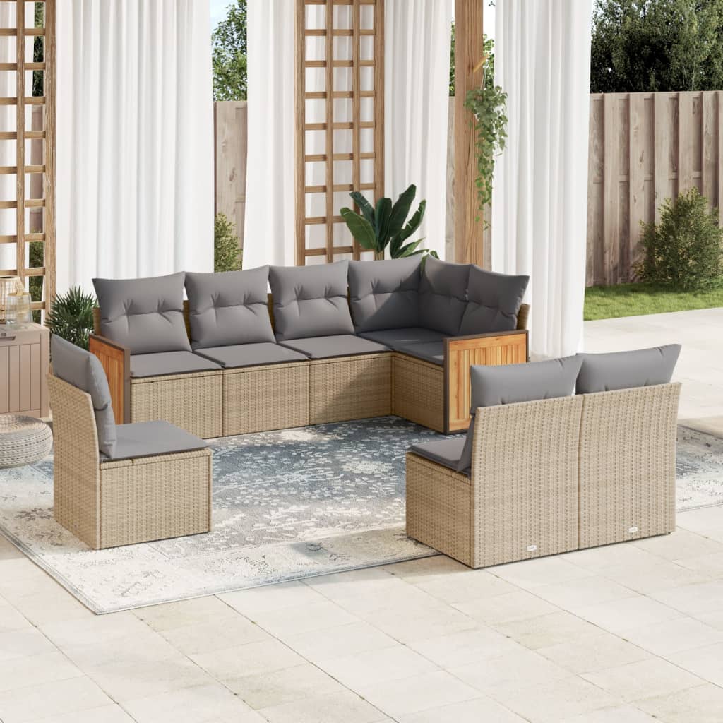 Set Mobilier De Grădină Cu Perne, 9 Piese, Negru, Poliratan
