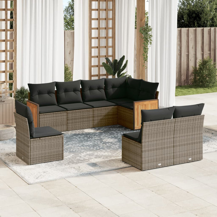 Set Mobilier De Grădină Cu Perne, 9 Piese, Negru, Poliratan