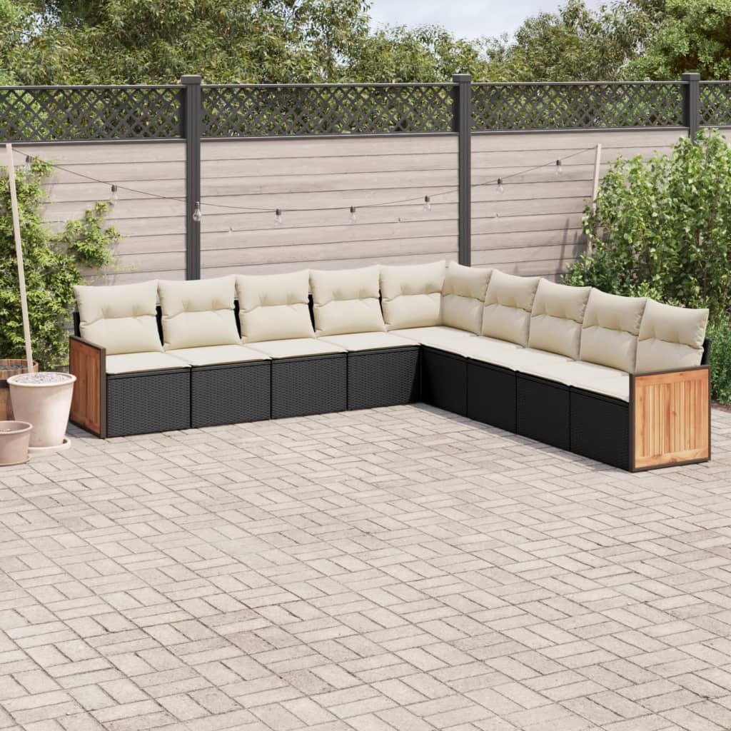 Set Mobilier De Grădină Cu Perne, 9 Piese, , Poliratan