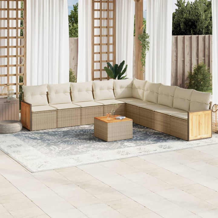 Set Mobilier De Grădină Cu Perne, 9 Piese, , Poliratan