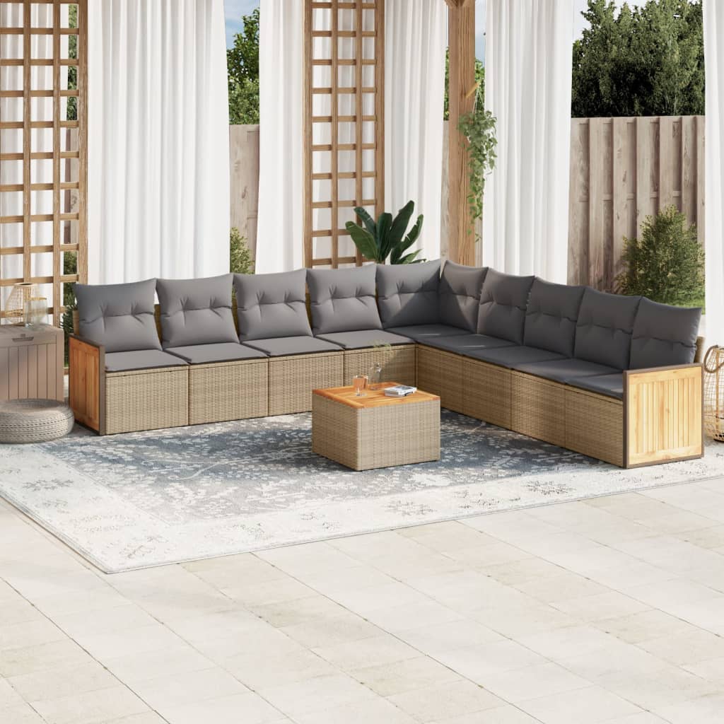 Set Mobilier De Grădină Cu Perne, 9 Piese, , Poliratan