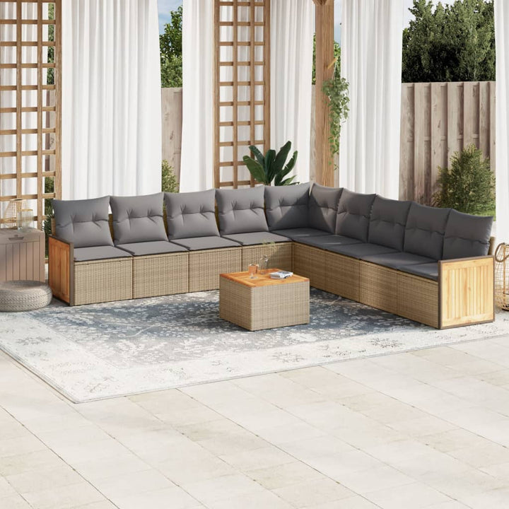 Set Mobilier De Grădină Cu Perne, 9 Piese, , Poliratan
