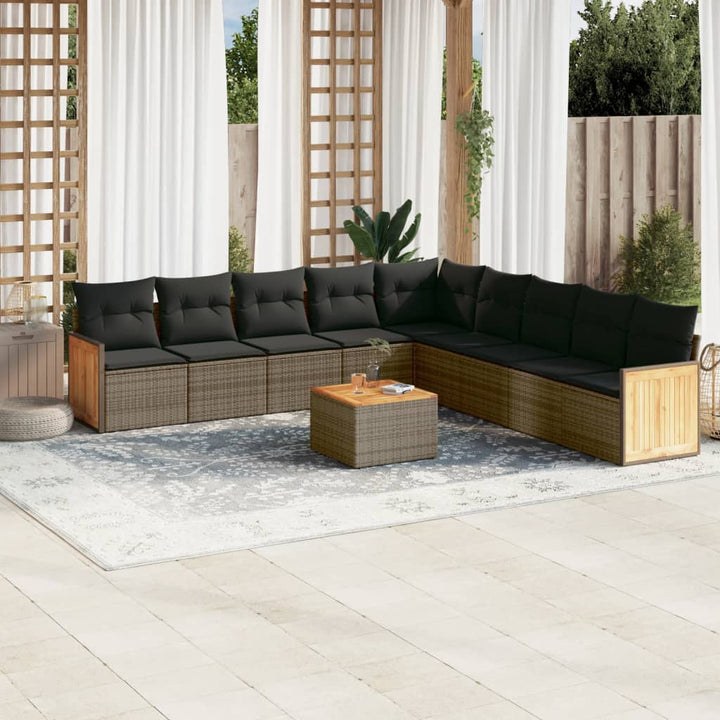 Set Mobilier De Grădină Cu Perne, 9 Piese, , Poliratan