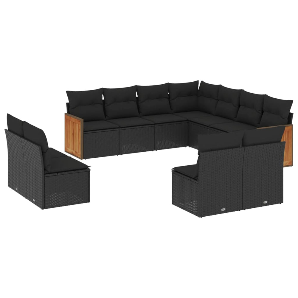 Set Canapele De Grădină Cu Perne, 11 Piese, , Poliratan