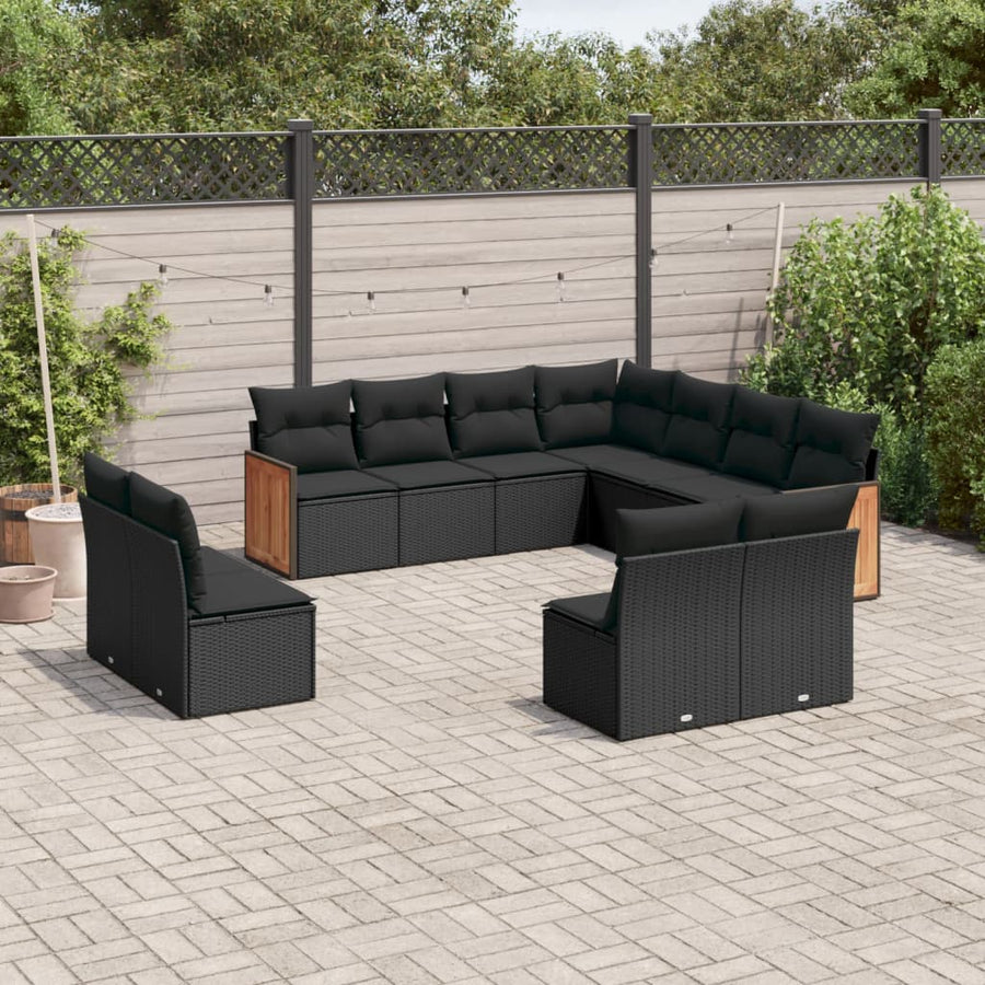 Set Canapele De Grădină Cu Perne, 11 Piese, , Poliratan