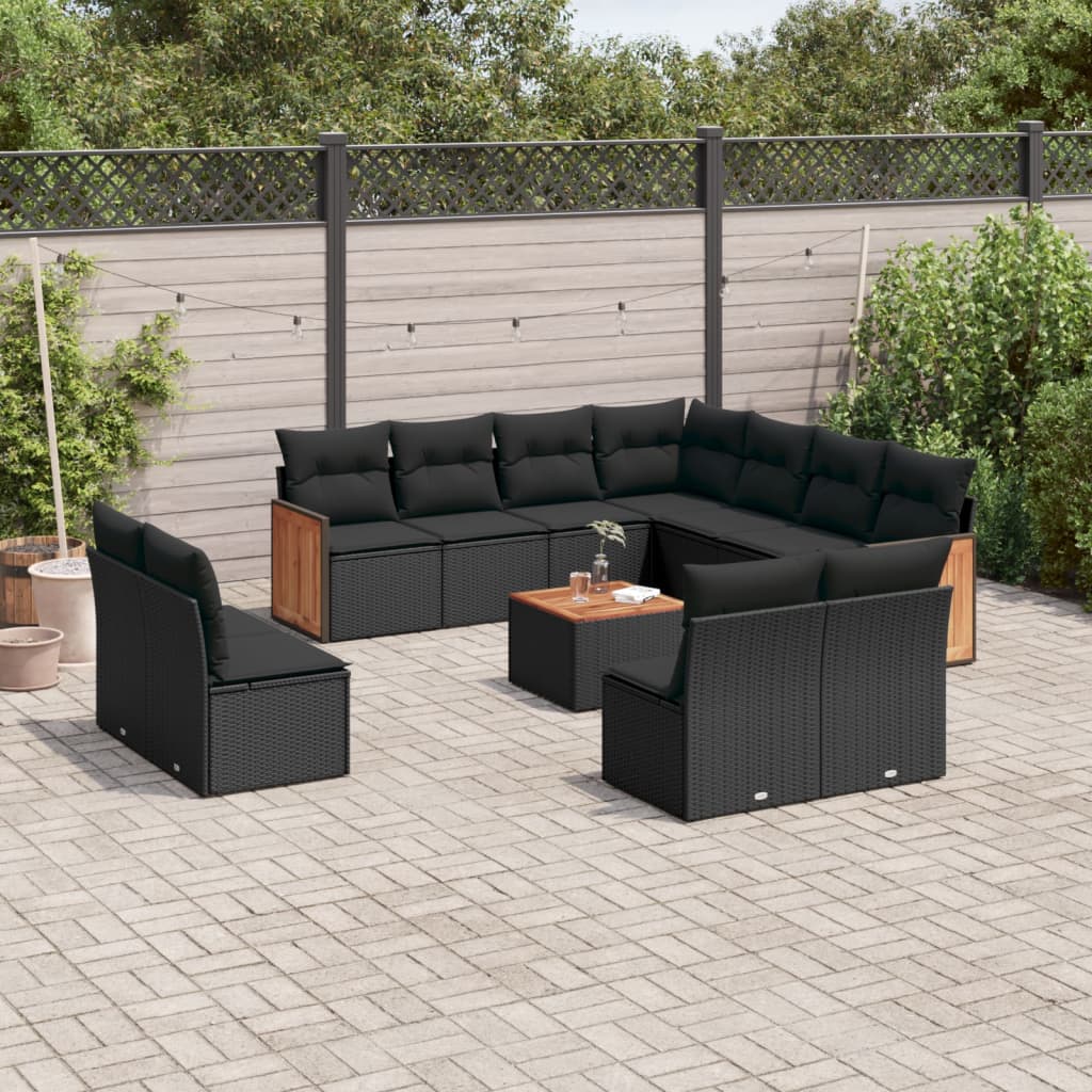 Set Canapele De Grădină Cu Perne, 11 Piese, , Poliratan