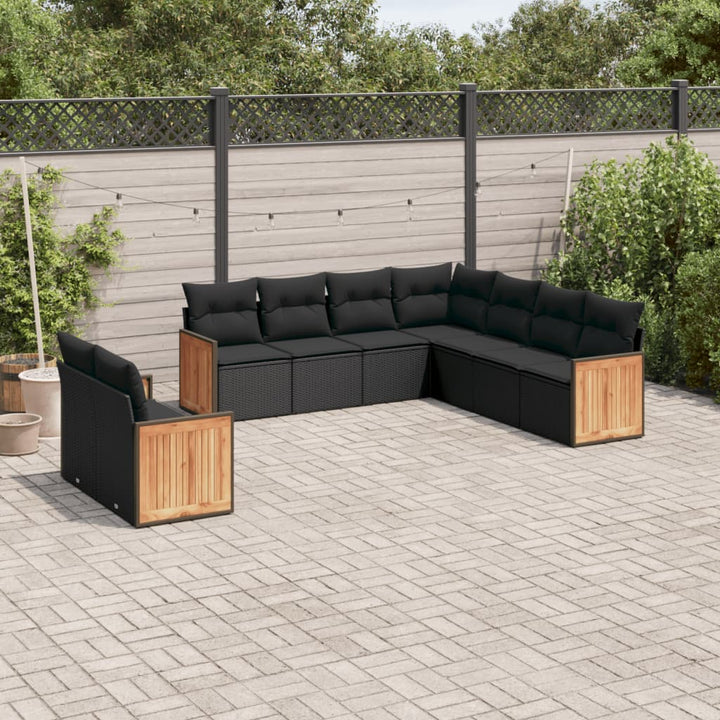 Set Canapele De Grădină, 9 Piese, Cu Perne, Bej, Poliratan