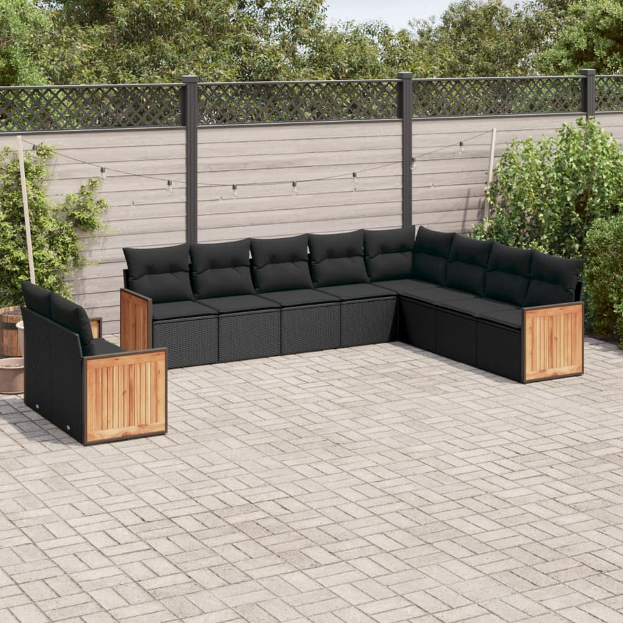Set Canapele De Grădină Cu Perne, 10 Piese, , Poliratan