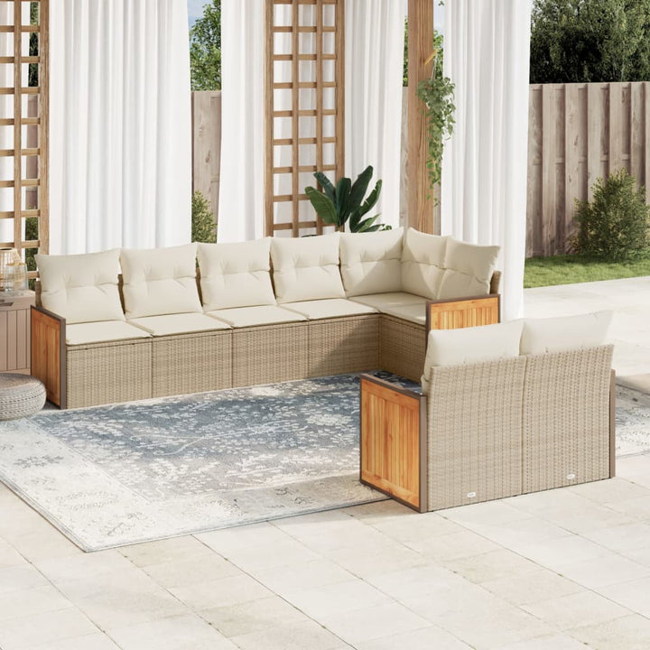 Set Mobilier De Grădină Cu Perne, 8 Piese, , Poliratan