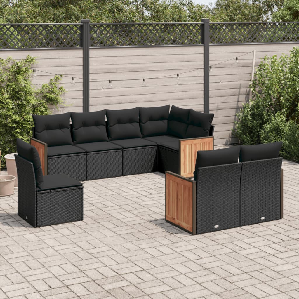 Set Mobilier De Grădină Cu Perne, 9 Piese, , Poliratan
