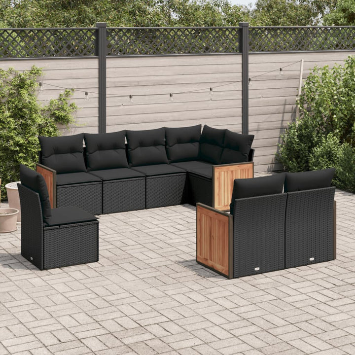 Set Mobilier De Grădină Cu Perne, 9 Piese, , Poliratan