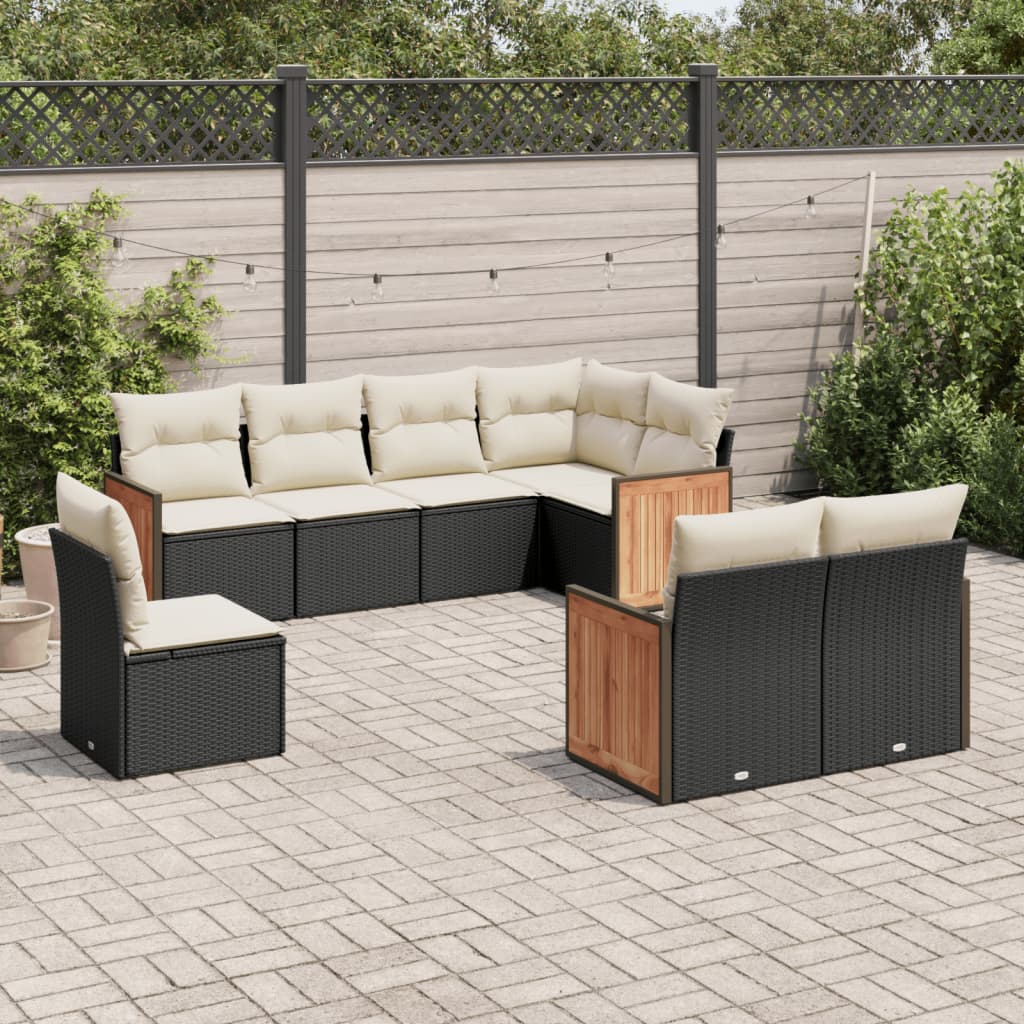 Set Mobilier De Grădină Cu Perne, 9 Piese, , Poliratan