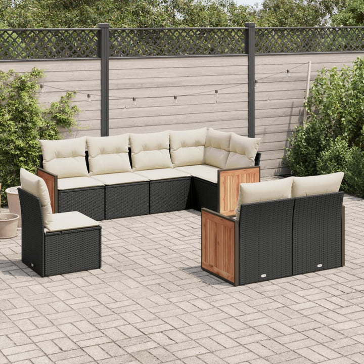 Set Mobilier De Grădină Cu Perne, 9 Piese, , Poliratan