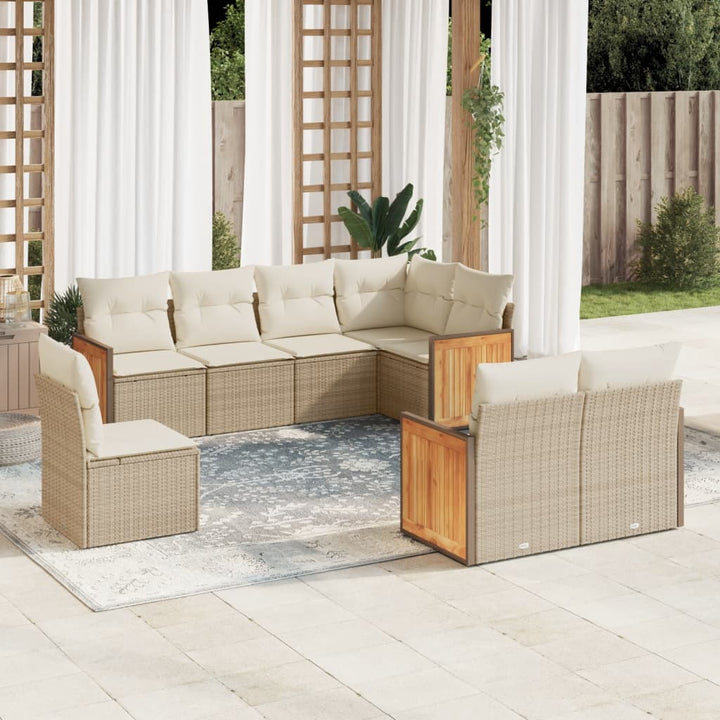 Set Mobilier De Grădină Cu Perne, 9 Piese, , Poliratan