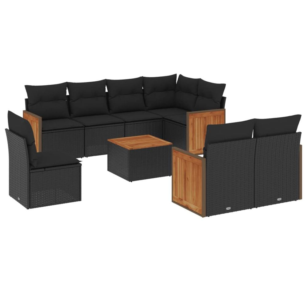 Set Mobilier De Grădină Cu Perne, 9 Piese, , Poliratan