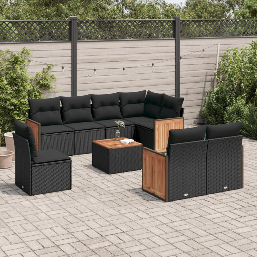 Set Mobilier De Grădină Cu Perne, 9 Piese, , Poliratan