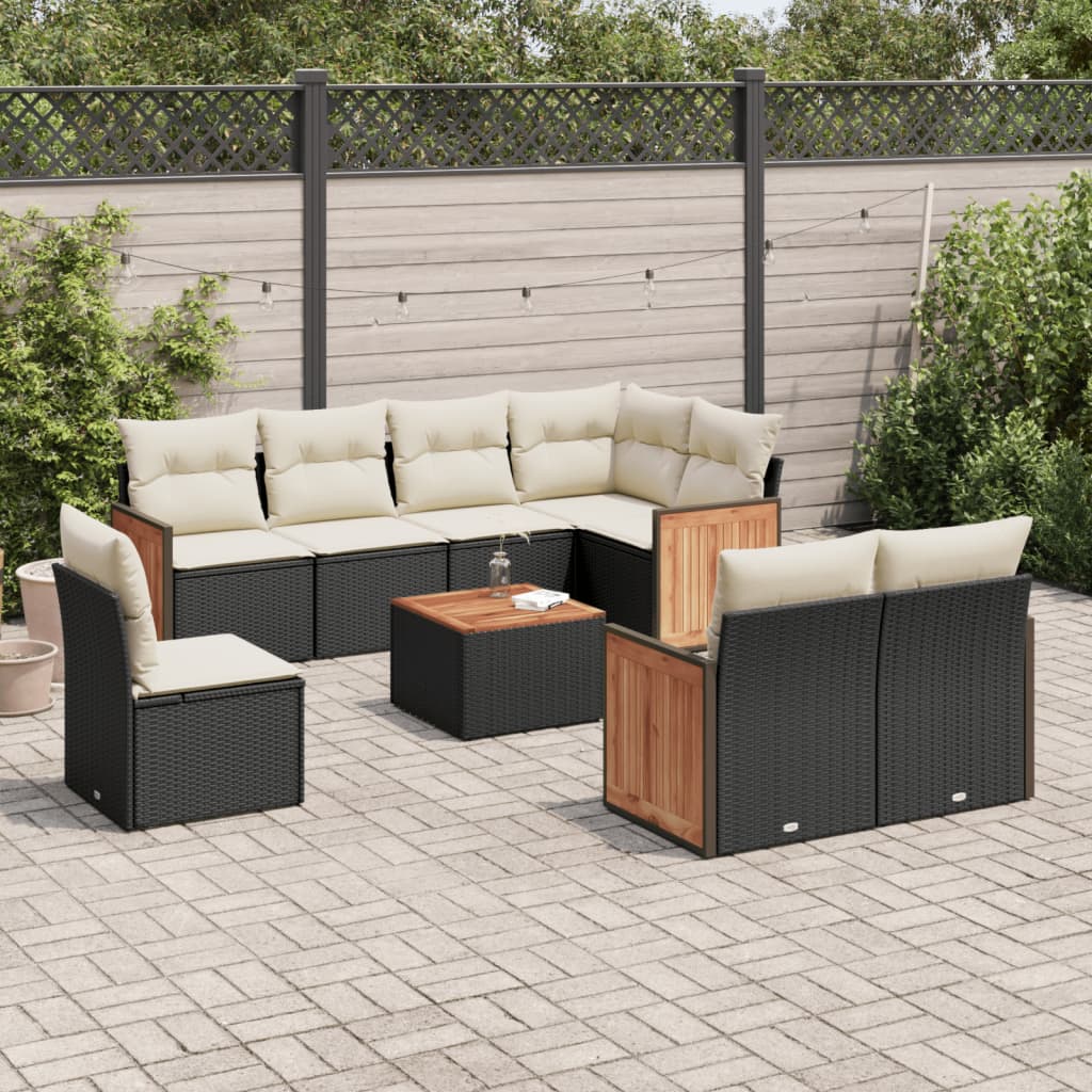 Set Mobilier De Grădină Cu Perne, 9 Piese, , Poliratan