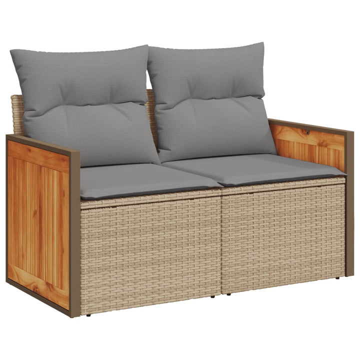 Set Canapele De Grădină, 7 Piese, Cu Perne, Bej, Poliratan