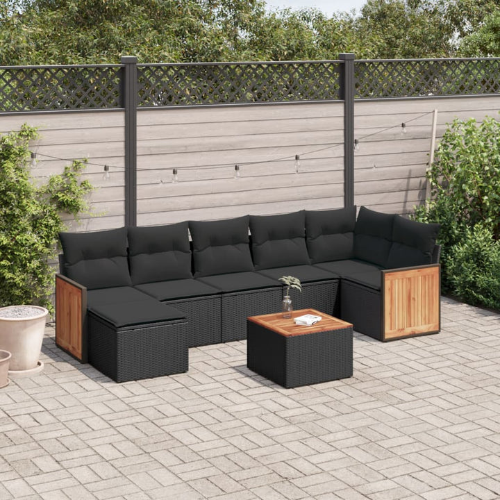 Set Canapele De Grădină, 7 Piese, Cu Perne, Bej, Poliratan