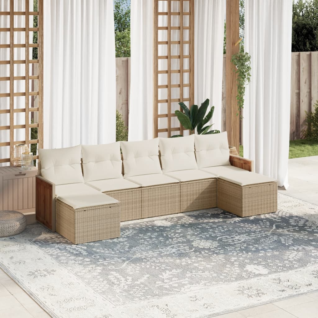 Set Canapele De Grădină, 7 Piese, Cu Perne, , Poliratan