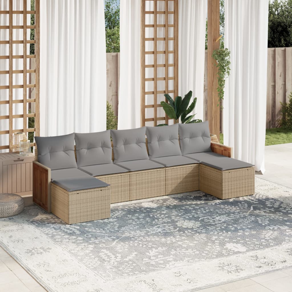 Set Canapele De Grădină, 7 Piese, Cu Perne, , Poliratan