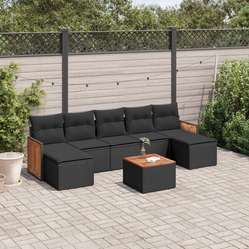 Set Canapele De Grădină, 7 Piese, Cu Perne, , Poliratan