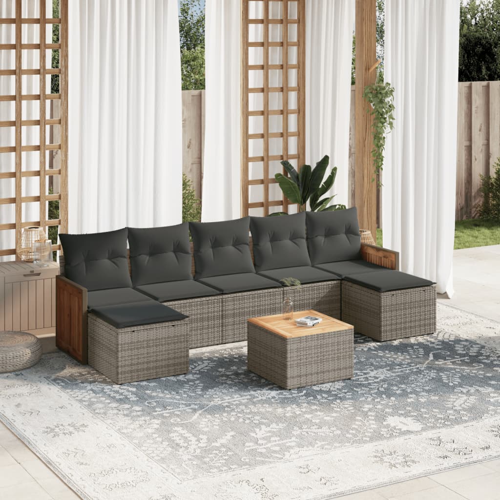 Set Canapele De Grădină, 7 Piese, Cu Perne, , Poliratan
