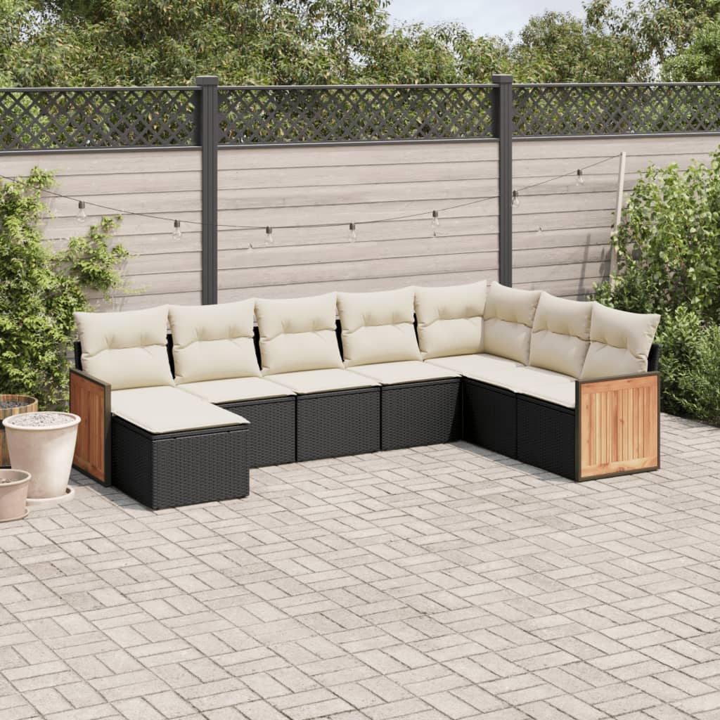 Set Canapele De Grădină Cu Perne, 8 Piese, , Poliratan