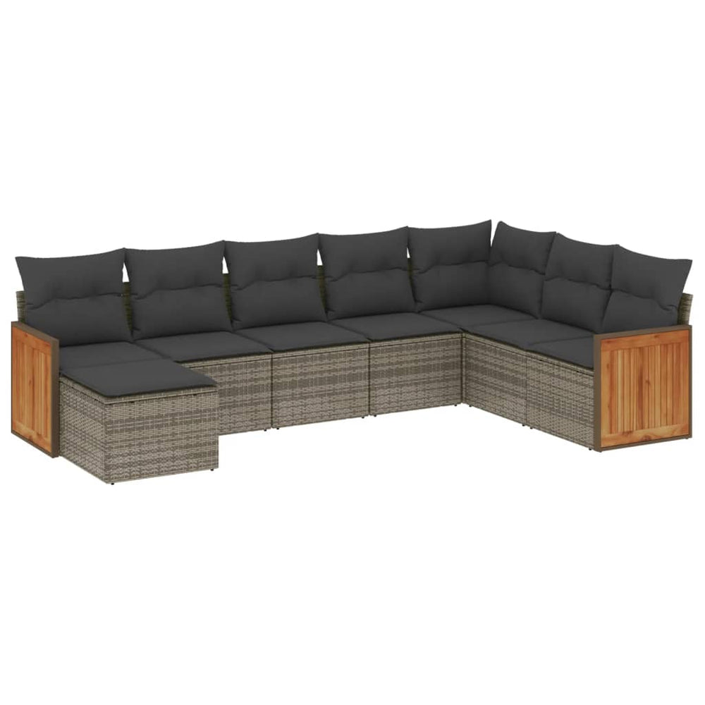 Set Canapele De Grădină Cu Perne, 8 Piese, , Poliratan
