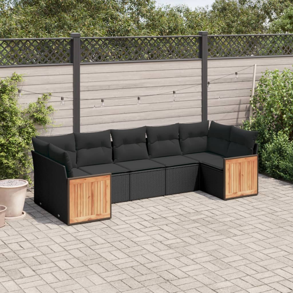 Set Canapele De Grădină, 7 Piese, Cu Perne, Bej, Poliratan