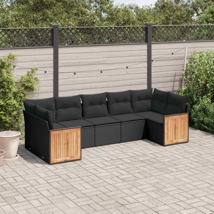 Set Canapele De Grădină, 7 Piese, Cu Perne, Bej, Poliratan