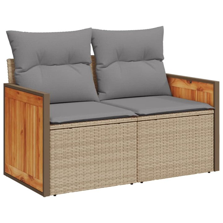 Set Canapele De Grădină, 7 Piese, Cu Perne, Bej, Poliratan