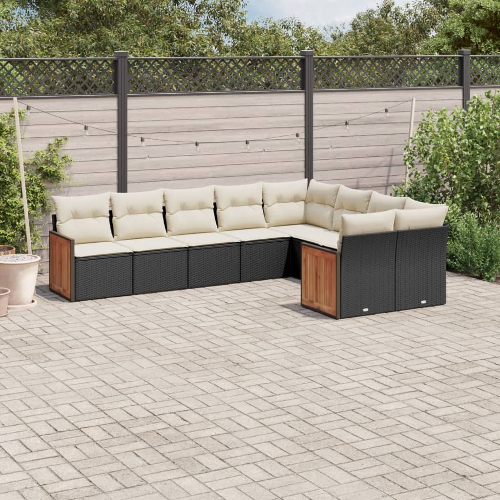 Set Mobilier De Grădină Cu Perne, 9 Piese, , Poliratan