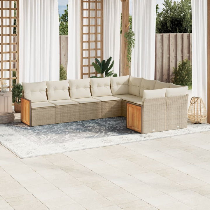 Set Mobilier De Grădină Cu Perne, 9 Piese, , Poliratan