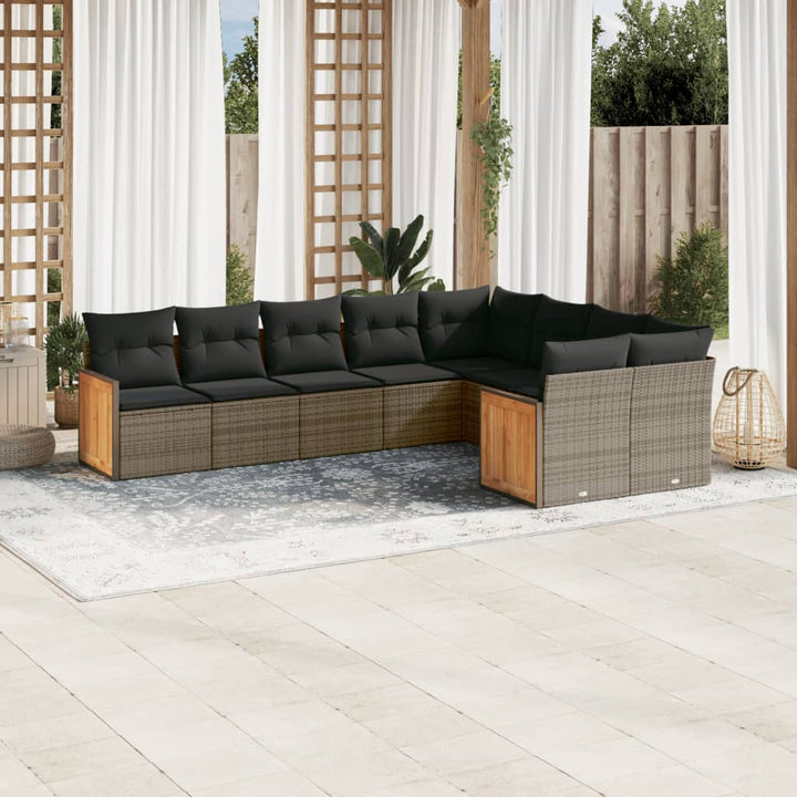 Set Mobilier De Grădină Cu Perne, 9 Piese, , Poliratan