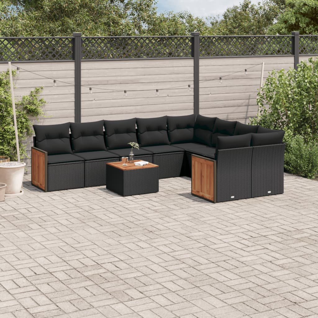 Set Mobilier De Grădină Cu Perne, 9 Piese, , Poliratan