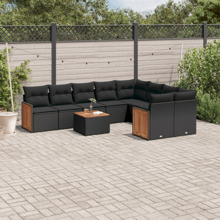 Set Mobilier De Grădină Cu Perne, 9 Piese, , Poliratan