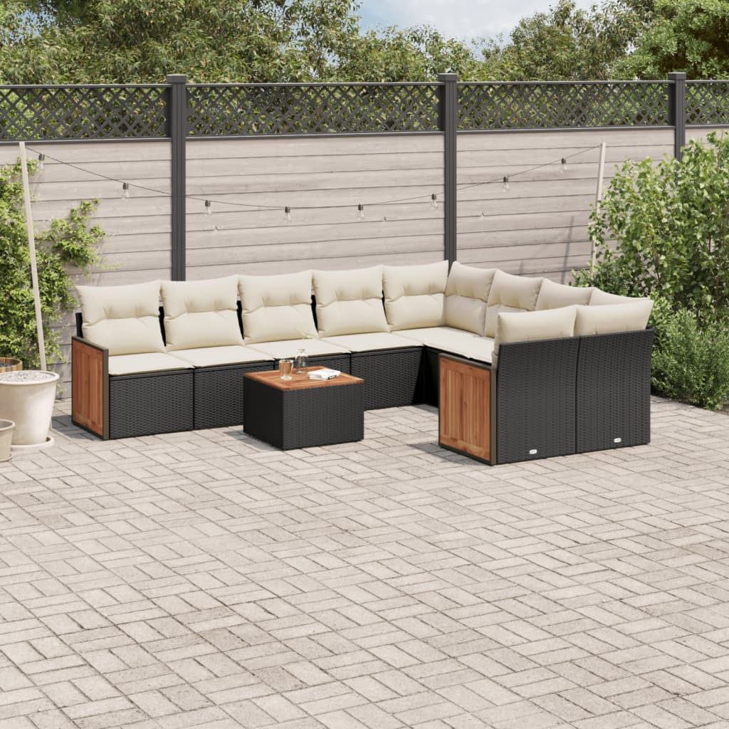 Set Mobilier De Grădină Cu Perne, 9 Piese, , Poliratan