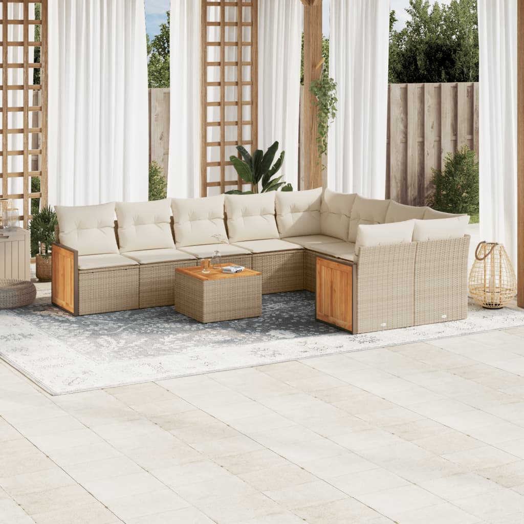 Set Mobilier De Grădină Cu Perne, 9 Piese, , Poliratan