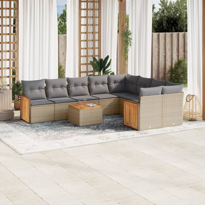 Set Mobilier De Grădină Cu Perne, 9 Piese, , Poliratan