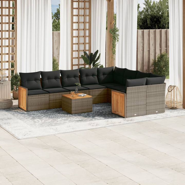Set Mobilier De Grădină Cu Perne, 9 Piese, , Poliratan